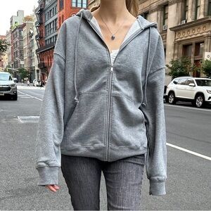 Gray Brandy Oversized Zip-Up Hoodie